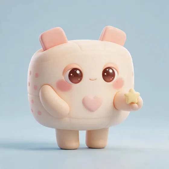 Patch, a cute rounded pastel bandage character with a heart print in her centre, mascot for a family clinic